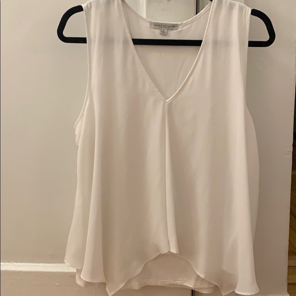 White flowy tank top with built in cami